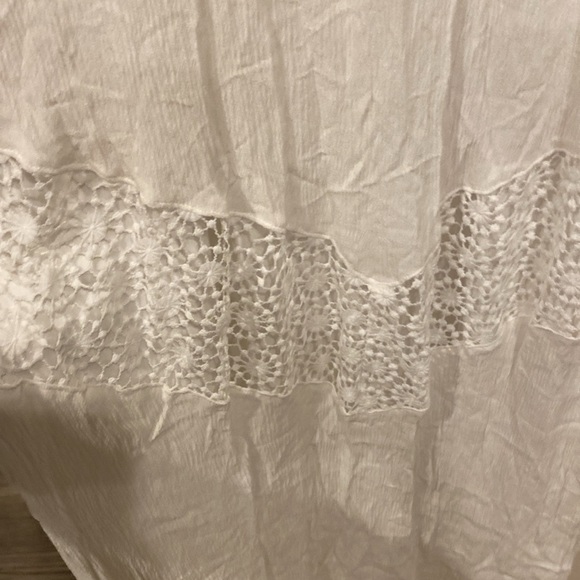 Boho White Sleeveless Maxi Dress w/Adjustable Straps and Crochet details size S - Picture 3 of 8